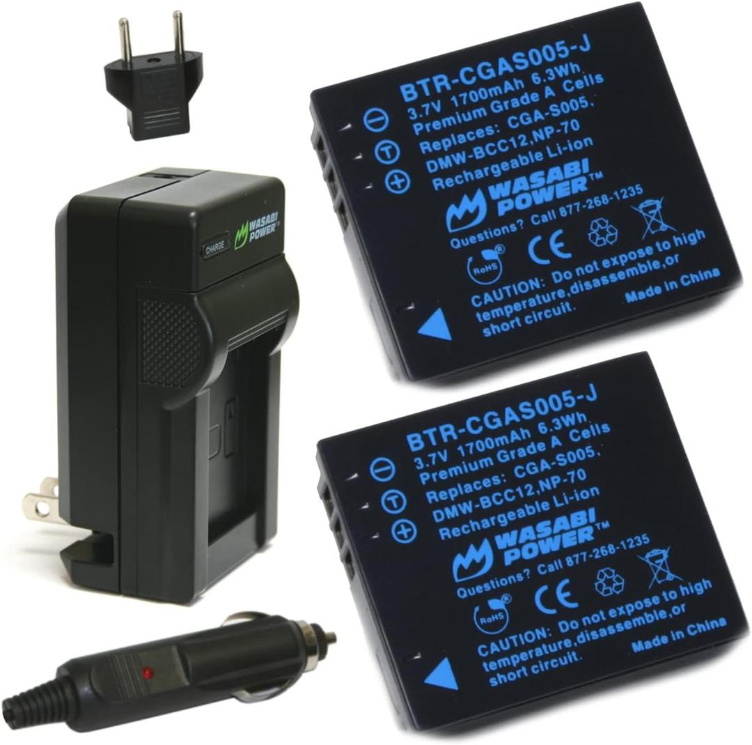 Wasabi Power Battery (2-Pack) and Charger for Leica BP-DC4, C-Lux 1, D-Lux 2, D-Lux 3, D-Lux 4