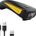 NETUM Mini Barcode Scanner Bluetooth Compatible, Small Portable USB Bar Code Scanner for Inventory, 2.4G Cordless Image Reader for Tablet iPhone iPad Android iOS PC POS (2D-C750-Yellow)