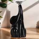 Elephant Gifts for Women Elephant Figurine Statue Home Decor for Bookshelf Entry Table Living Room with Spiral Air Plant Holder (7.5", Black)