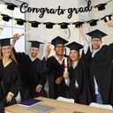 5 x Graduation Decorations Banner, Graduation Decorations 2025, Black Glitter Congrats Grad Banner, Class of 2025 Grad Garland for College High School Grad Party Supplies Decor