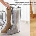 2 Set Boot Storage,Portable Short Boots and Tall Boots Storage or Protector Bag,Shoe Dust Bags,Shoe Sleeves for Travel,Clear Boots Cover,Shoes Packing Organizers for Adult Sneakers (Black Edge-Tall)