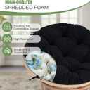 idee-home Papasan Chair Cushion, Circle Papasan Chair Cushion(Cushion Only) with Thick Corduroy Cover, 48 x 48 Inch Cushion for Egg Chair, Black