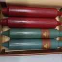 Christmas Red Green Candle 7 Inch Short Taper Candle Unscented Smokeless Tapered Candles 4 PCS Smokeless Candle for Christmas Dinner Home Decoration