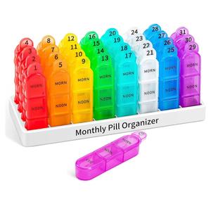 Daviky Monthly Pill Organizer 3 Times a Day, 30 Day Pill Organizer with Small Pill Box, One Month Medicine Organizer, 31 Day Pill Case Pill Container to Hold Vitamin, Supplement and Medication