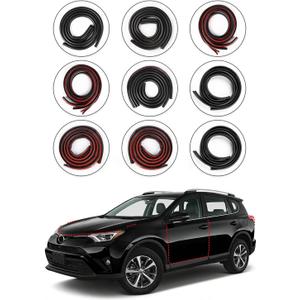 Weather Stripping Door Seal for Toyota RAV4 2013-2018, Rubber Seal Weather Strip Kit, Soundproof Noise Insulation Dustproof for Front/Rear Trunk A-Pillar B-Pillar Front/Rear Door (9-Pack)