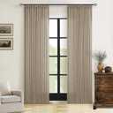Textured Linen Burlap Curtains 84 Inches Long 2 Panels Neutral Country Tan Greige Flax Ceiling Floor Pinch Pleated Curtains Hooks Track Light Filtering Privacy Drape for Living Room Ofiice Grey Beige