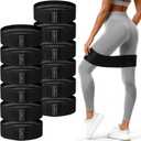 12 Pcs Fabric Resistance Bands for Working Out Booty Workout Stretch Exercise Bands Non Slip for Legs Squat Resistance Loop for Women Men Starter Butt Hip Thigh Fitness (Black)