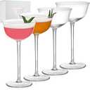 LaDovana Hand Blown Crystal Nick & Nora Cocktail Glasses | 5.5oz | Set of 4 Elegant Stemware for Martini, Manhattan, Cosmopolitan & Classic Cocktails | Crystal Glass with Gift Box