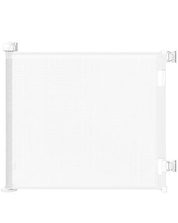 Retractable Baby Gate for Stairs & Doorways, 55" Wide x 33.6" Tall Easy Installation Mesh Dog Gate for Indoor & Outdoor Use,Pet and Dog Safety Gate for Hallways(White)