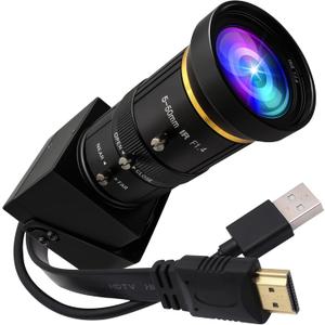 ELP 4K HDMI USB Camera Manual Zoom Webcam Dual Output Telephoto Camera for Computer TV Projector 5-50mm 10X Zoom Camera Mini Lightburn Camera Industrial USB Security Camera for Laptop Pi 