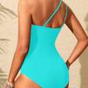 Aqua Eve Womens One Piece Swimsuits - Tummy Control One Shoulder Bathing Suit Cut Out Swimwear 2026 (Blue, L)