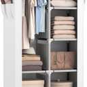 ROJASOP Portable Closet Wardrobe Closet for Hanging Clothes with 6 Storage Shelves, 1 Hanging Rod and 4 Pockets, Clothes Organizer and Storage Wardrobe Free Standing Closet for Bedroom, White