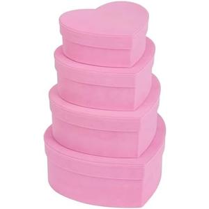 GnFlus Velvet Nesting Gift Boxes with Lids for Presents 4 Pack Pink Heart Shape Gifts Box for Arrangements Flowers Valentines Christmas Wedding Birthdays Bridesmaid Anniversary Party