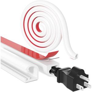 [Upgraded] 196 Inch Cord Hider Wall, Silicone Cable Hiders for TV on Wall, Cord Covers for Wires on Wall, 1 Wire Hider Raceway Cord Cover for Wall Mounted TV Management, W0.59'' H0.47'' White