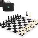Chess Set 20" Portable Chess & Checkers Set, Foldable Silicone Chessboard Game with Plastic Weighted Chess Pieces & Storage Bag, 2 in 1 Travel Board Games for Kids and Adults
