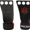 PICSIL - RX Grips | Synthetic Workout & Gymnastics Grips | Ultra-Resistant Carbon Fibre for Cross Training | Helps Prevent Tears & Blisters | Carbon Fibre Material | Use wiht Chalk | (Large, 3H RED)