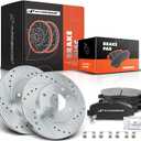 A-Premium 10.24 inch(260 mm) Front Drilled and Slotted Disc Brake Rotors + Ceramic Pads Kit Compatible with Select Honda Models - Accord 1998 1999 2000 2001 2002 L4 2.4L, 6-PC Set