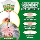 Libman Wonder Mop Plus 3 Refills, Self-Wringing, Absorbent, Microfiber Floor Mop for Household Multi-Surface Cleaning, 3 Machine Washable Replacement Heads