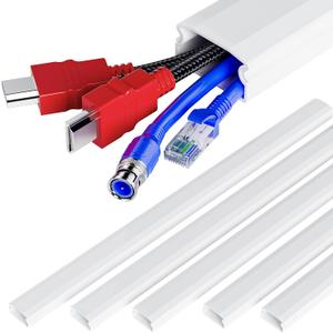 Delamu Cord Hider Wall, 94.5in Cord Covers for 3-4 Wires on Wall, Easy Set up Cable Hider Cable Management, Large Wire Hiders Wire Covers for TV Cords, Cables Cover Raceway, 6X W1.18 H0.67in, White