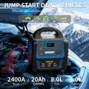 2400A Car Battery Jump Starter and Portable Power Station Starts 8.0L Gas & 8.0L Diesel 6-in-1 Jump Starter with Air Compressor 100 PSI Tire Inflator 400 Watt Inverter AC/DC/USB Outlets