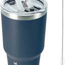 BJPKPK 30 oz Tumbler with Lid and Straw Stainless Steel Double Wall Vacuum Insulated Tumblers,Navy Blue