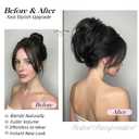 XIXISNOW Large Messy Bun Hair Piece Wavy Fake Hair Scrunchie Synthetic Fluffy Chignon Buns Ponytail Extensions Instant Thick Updos Hairpieces For Women Girls Wedding Party Daily Use Dark Brown