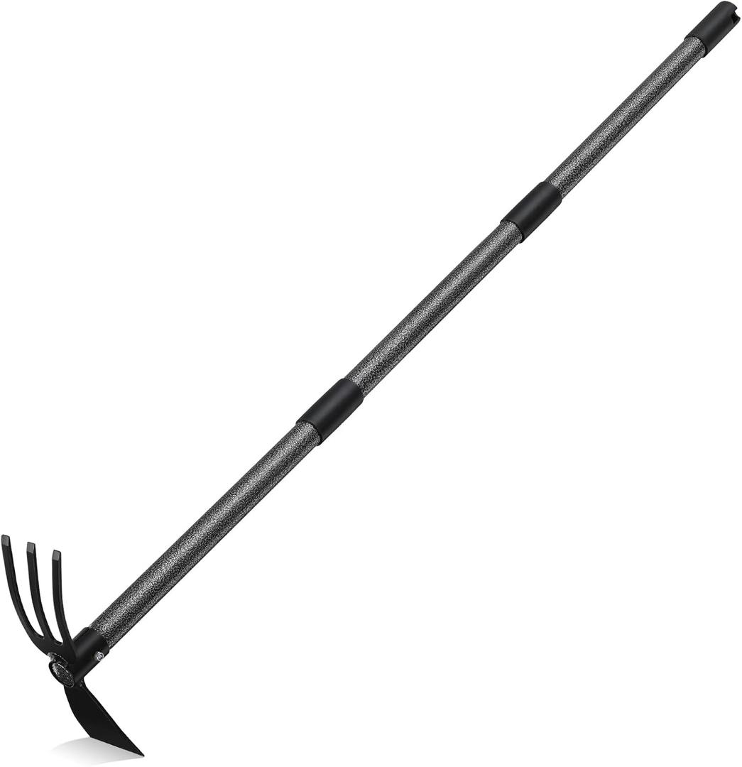 Cultivator Hoe Garden Tool, 45 inch Stainless Steel Long Handle Heavy Duty Gardening ToolsExtended Reach Double Hoes Suitable for Digging Loosening