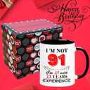 935 91th Birthday Mug for Women Men, Turning 91 Year Old Birthday Gifts for Mom, Dad, Grandma, Grandpa, Wife, Husband, Uncle, Aunt, Sister, Best Friends, Coworkers, Her, Him, 11oz Coffee Cup