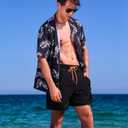 SILKWORLD Mens Swimming Trunks with Compression Liner 2 in 1 Quick-Dry Swim Shorts with Zipper Pockets (Black, XL)