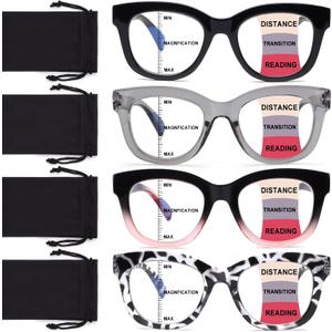 Progressive Multifocus Reading Glasses for Women Men Blue Light Blocking Computer No Line Multifocal Readers