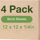 ROBOTIME 4-Pack 6mm Birch Plywood for Laser Cutting -12 x 12 x 1/4 Inch - Laser Engraving Blanks