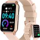 Smart Watch Fitness Tracker Make/Answer calls for Women Men with Heart Rate Blood Oxygen Sleep Monitor Sports Modes Step Calorie Counter IP68 Waterproof for Android Phones iPhone (Rectangle, Pink)