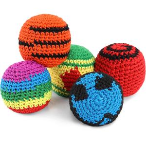 Blulu Funny Crochet Footbag Assorted Colors Woven Kickball Soft Knitted Kick Balls for Children and Beginners
