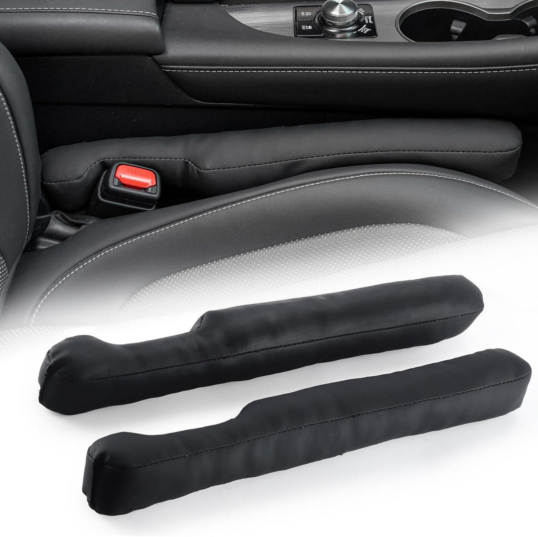 Urehepo 2 pcs Leather Car Seat Gap Filler Organizer, Interior Car Accessories to Stop Things from Dropping for Car SUV Truck Camper, Fill The Gap Between Seat and Console - Black