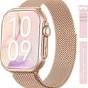 Smart Watch for Women Men Fitness: Smart Watch for iPhone&Android Bluetooth Call with SpO2 Sleep Heart Rate Monitor,IP68,Fitness Tracker with 120+Sport,Reloj Inteligente 30 Day+Battery Life, 2 Bands