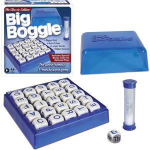 Big Boggle with 5x5 Grid and 25 Letter Cubes by Winning Moves Games USA, Thought Provoking Word Game Bigger Than the Original, for 2 or More Players, Ages 8+ (1147)