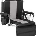 ALPHA CAMP Stadium Seat Chair for Bleachers with Back & Arm Rest (Black Grey)