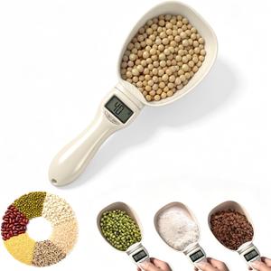 Digital Measuring Spoon Scale, Electronic Kitchen Measuring Spoon Scale, 800g/0.1g High Precision Kitchen Gadget with 5 Units Conversion, Removable Scoop for Cooking, Baking, Pet Food,1PC,Beige