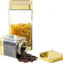 Glass Storage Jars-Large Kitchen Glass Canisters with Airtight Lids -Coffee Pasta Sugar Tea Snack Nuts Cookie Flour Food Container - Set of 2