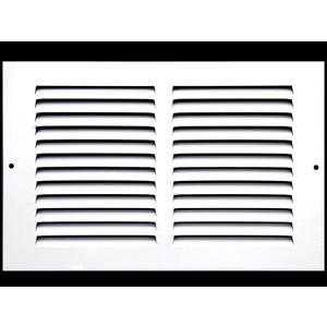 HVAC Premium 12'' x 6'' [Duct Opening] Flat Stamped Steel Return Air Grille - Sidewall and Ceiling - HVAC Vent Duct Cover - White [Outer Dimensions: 13.75''w X 7.75''h]