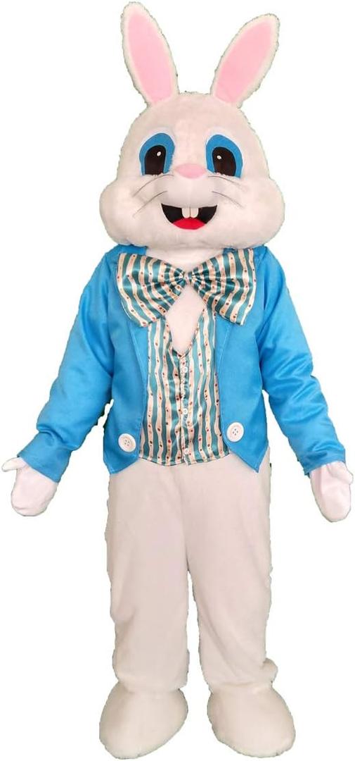 Funny Easter Bunny Bugs Rabbits Mascot Costume Adult Halloween Costume (Blue)