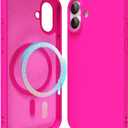 oakxco Silicone Case for iPhone 16 Plus Case Magnetic, Compatible with Magsafe Wireless Charging, Slim Thin Soft Rubber, Girly Cute Bright Hard Mag Safe Cover for Women, Fluorescent Neon Hot Pink