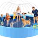 107'' Foldable Dog Pool, Extra Large Sprinkler Pools for Kids, Non-Slip Heavy Duty Dogs Pool for Large Dogs, Hard Plastic Kiddie Bathtubs for Backyard(9ft)