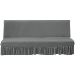 Futon Cover-Stretch Armless Futon Covers Full Size With Skirt Ruffled Futon Sofa Cover Washable Folding Sofa Bed Cover Soft Futon Couch Cover Slipcover With Elastic Bottom For Kids,Pets(Dark Grey)