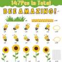 Bee Bulletin Board Cutouts - 147P Back to School Classroom Summer Decorations Bee Amazing Sunflower Theme Accents Name Tags Borders for Teachers Student Chalkboard School Wall Decor