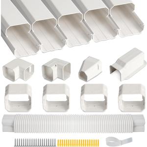 3" 10Ft Mini Split Line Set Cover, Plastic Line Kit for Outside Units, Mini Split Air Conditioner, Central AC and Heat Pump