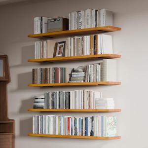 5 Tier Book Shelf,48 inch Long Floating Shelf for Wall,Wall Mounted Bookshelf for Books/Lego/Plants,Solid Wood Adjustable Bookcase