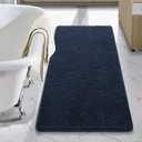 LOCHAS Luxury Bathroom Rug Shaggy Bath Mat 24 x 48 Inch, Washable Non Slip Bath Rugs for Bathroom Shower, Soft Plush Chenille Absorbent Carpets Mats, Navy