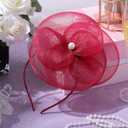 Zeyune Fascinators Hats for Women Tea Party Elegant Headband Derby Hats with Hair Clip for Wedding Bride Party (Red)
