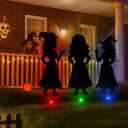 3 Pack Halloween Decorations Outdoor Metal Halloween Witch Yard Sign Silhouette Witch, Metal Silhouette Yard Signs for Garage Door, Wall, Lawn Decor Home Party